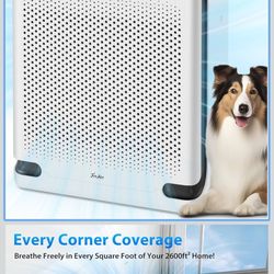 Air Purifiers for Home Large Room Up to 2600 Ft², HEPA Air Purifier with Washable Filter & Air Quality Display, Powerful Turbo Mode Air Cleaner for Pe