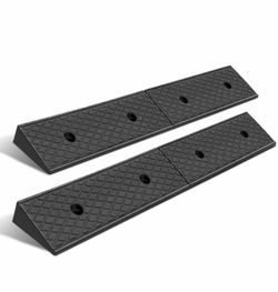DNA Motoring 2pcs 2.1" Rise Rubber Curb Ramp Heavy Duty Loading Driveway Ramp Threshold Ramps 38.6" W x 5.9" D x 2.1" H for Loading Dock, Warehouse, M