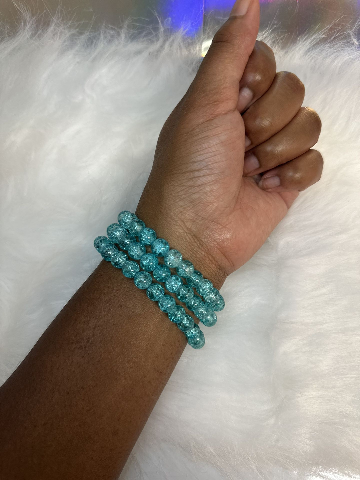 2 Light Turquoise Basic Beaded Bracelet