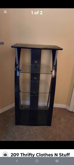 Black Glass Shelf Tower Stand