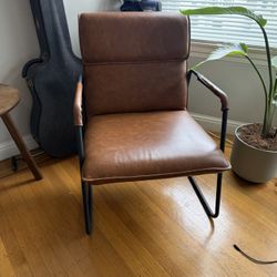 Faux Leather Accent Chair 