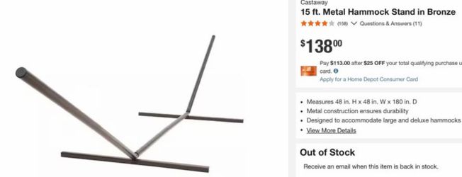 15 ft. Metal Hammock Stand