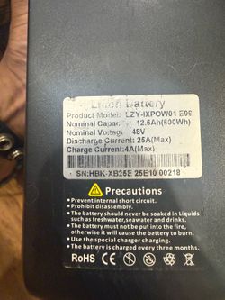 48V 12.5Ah ebike battery