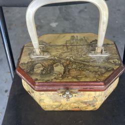 Vintage Anton pork Wooden Box Purse