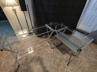 Glass L-shaped Desk