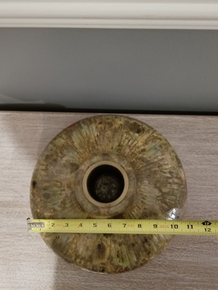 Vase; candleholder; glass; rust, olive; brown- $15