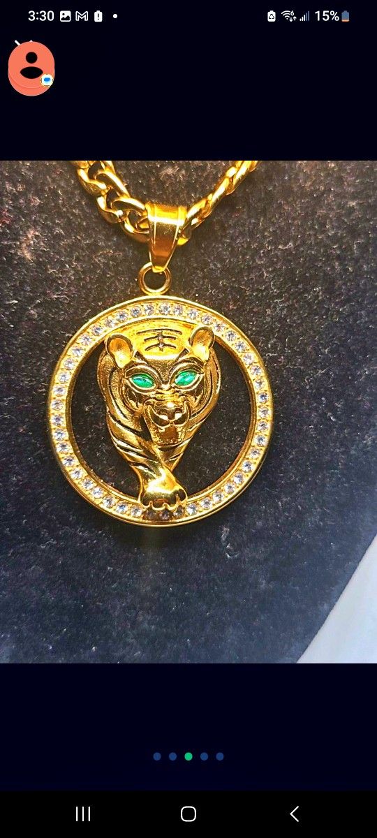 GOLD STAINLESS TIGER PENDANT