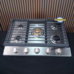 Electrolux 30" Gas Stovetop with 5 Sealed Burners, Continuous Cast Iron Grates, Power Burner - Stainless Steel (ECCG3068AS-D-0532)