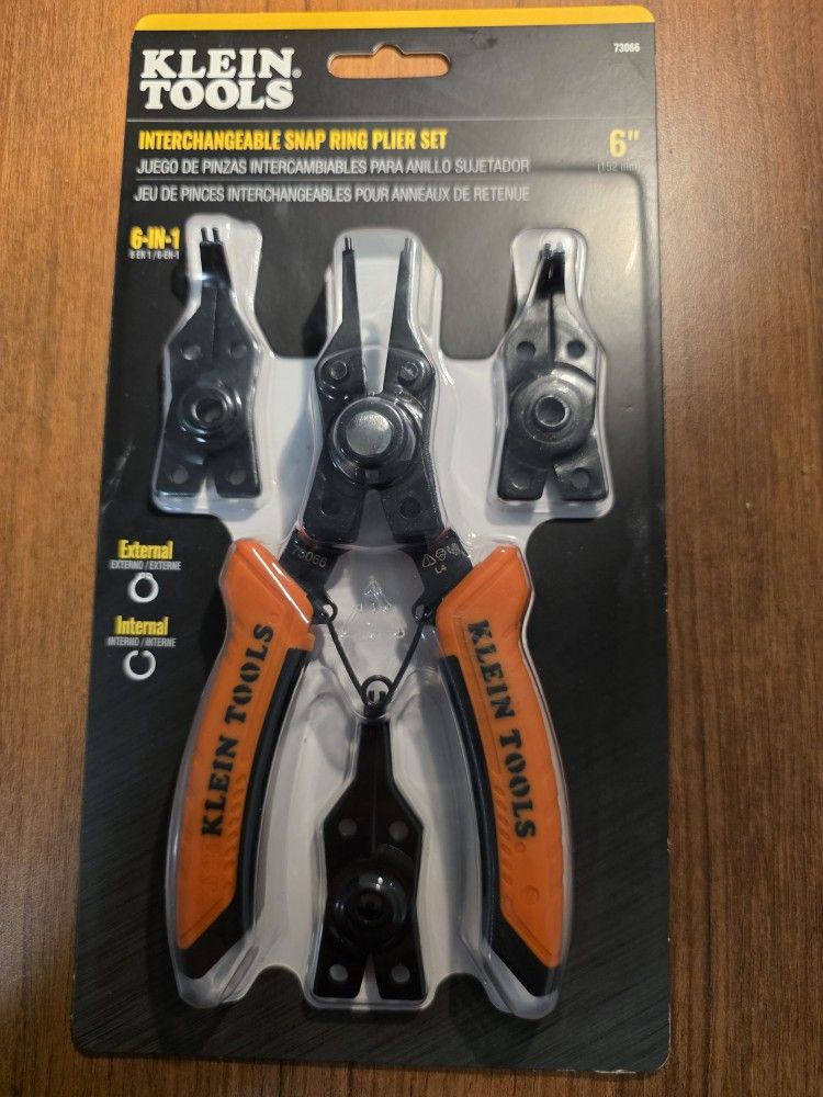 Klein Tools 6" 6-in-1 Interchangeable Snap Ring Pliers Set 