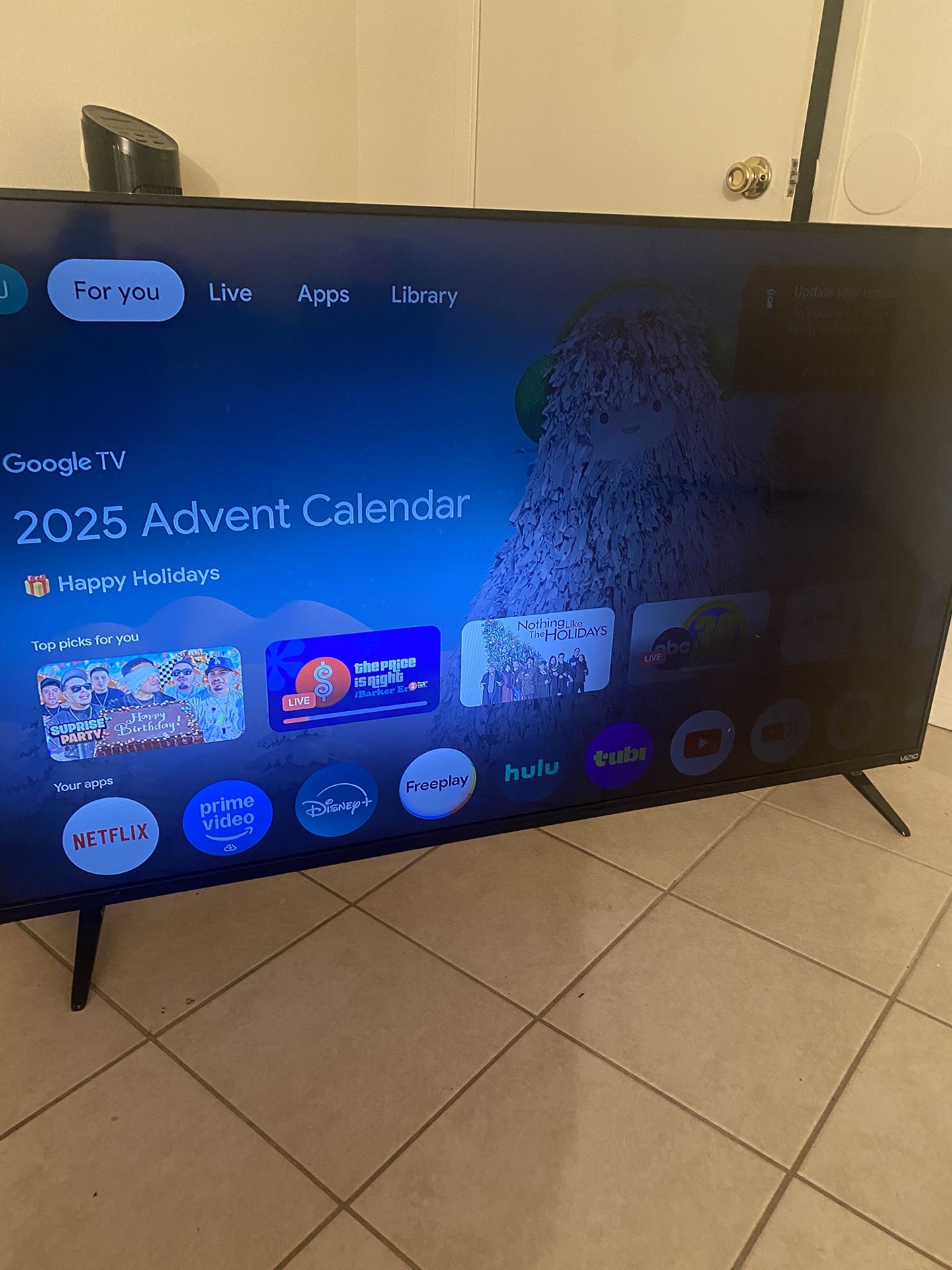 65 inch Vizio TV flatscreen salt as is $80