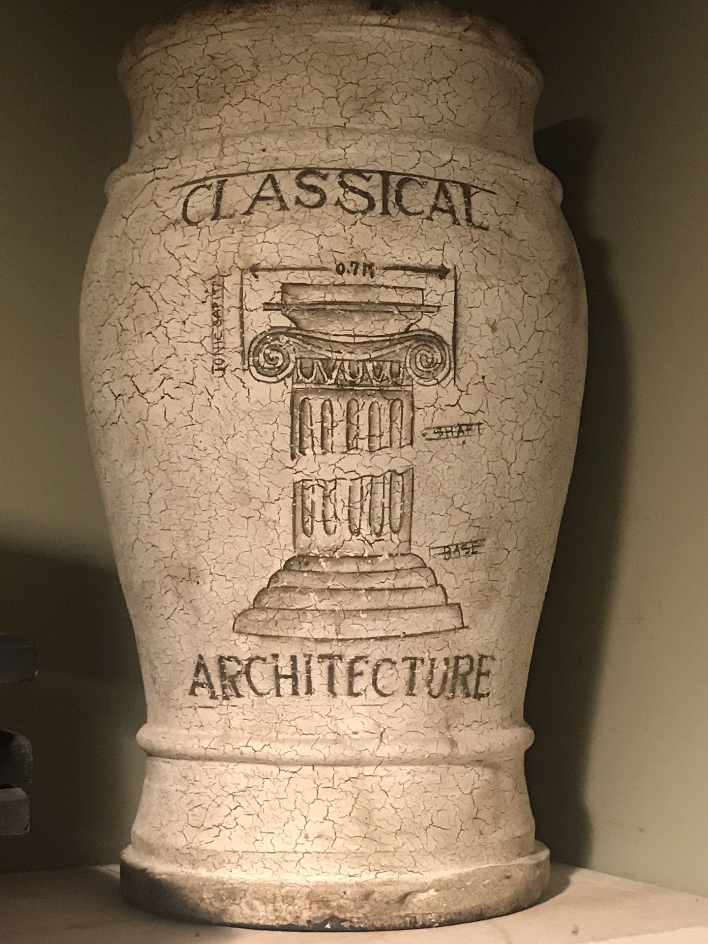 Large crackled urn.
