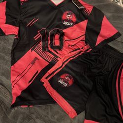 Messi Soccer Outfit- Jersey and Shorts - Brand New Boys size 14-16 (black and pink)