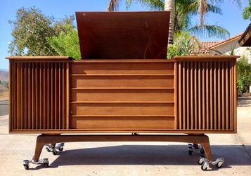 Mid-Century Modern Wood Console Stereo Cabinet