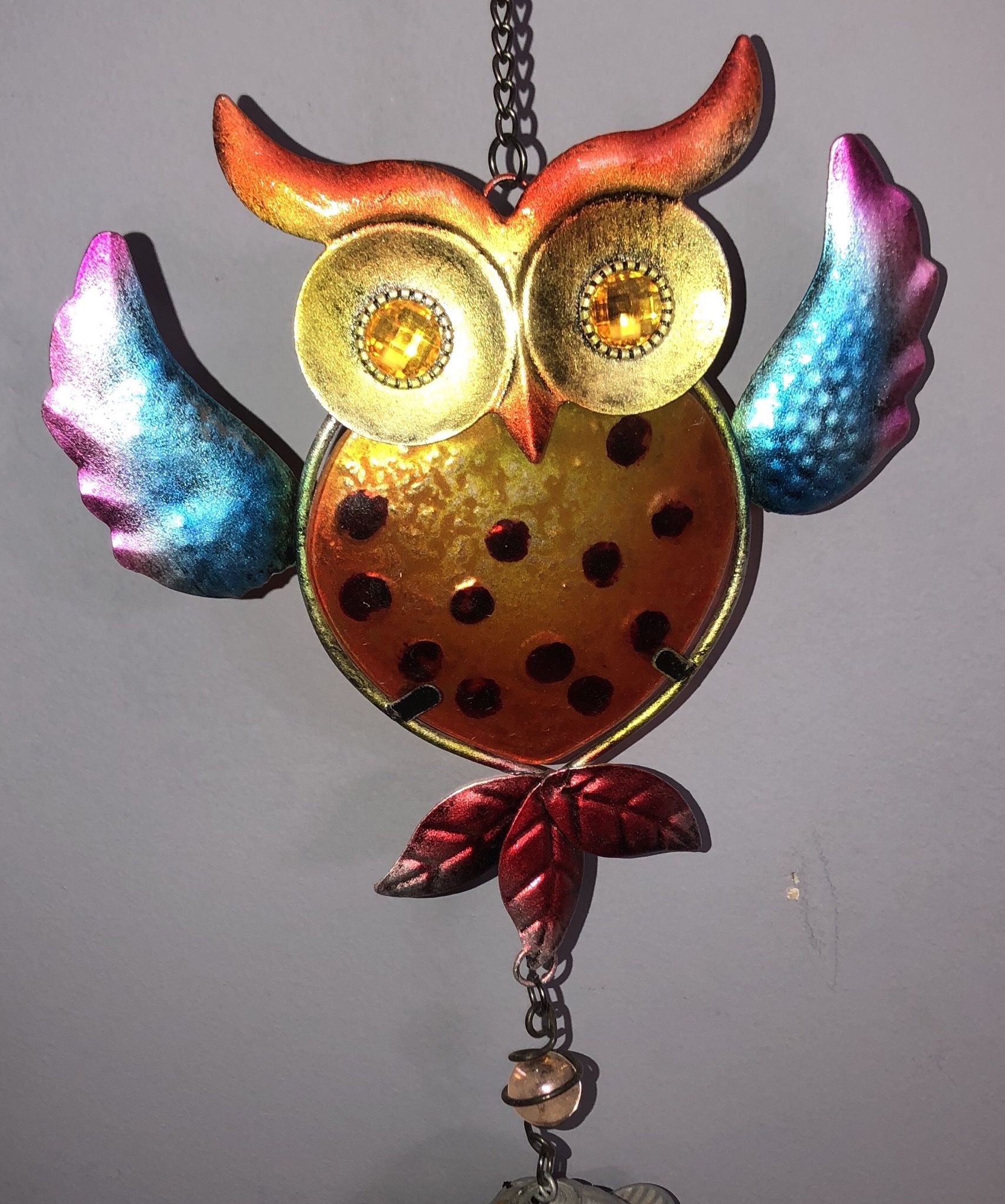 Owl Wind Chimes In Bright Colors 