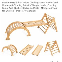 Avenlur 5-in-1 Play + Climber Set: Natural Wood 