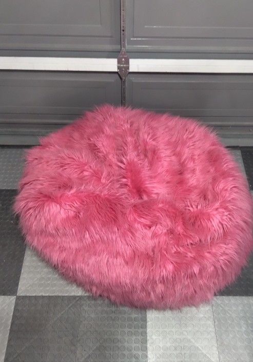 Pottery Barn Pink Fur Bean Bag Chair