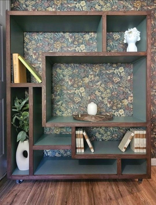 ✨ Refinished Extra Large Bookshelf on Wheels – Statement Storage Piece ✨
