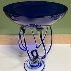 Josefina Krosno Octopus Jellyfish Pedestal Bowl Hand blown