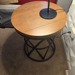 Rustic Industrial Round Side Table