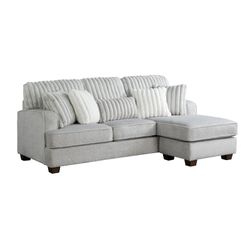 Haisley Modern Light Gray Reversible Sectional with Pillows