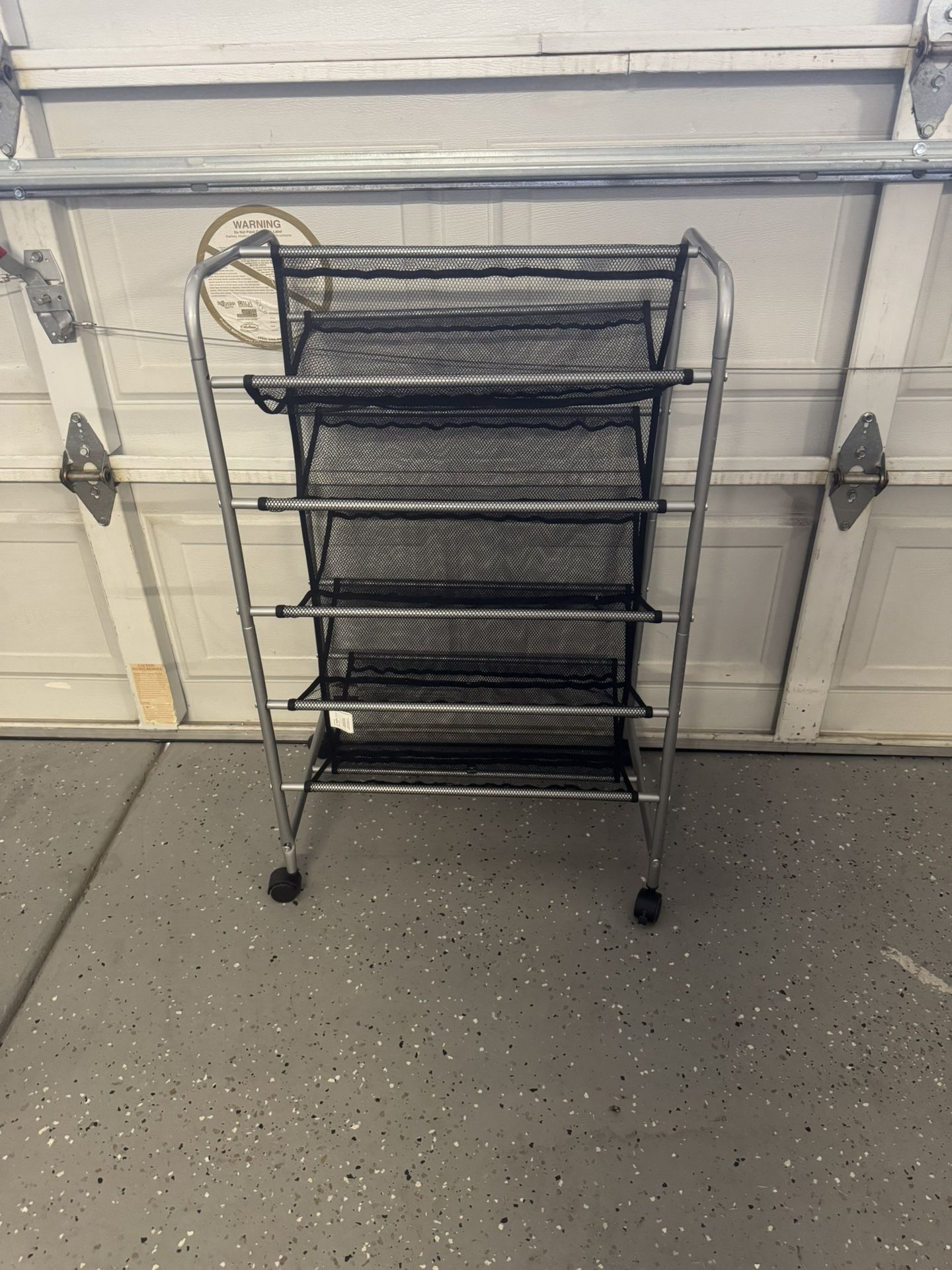 5-Shelf Rolling Mesh Storage Cart Organizer on Wheels