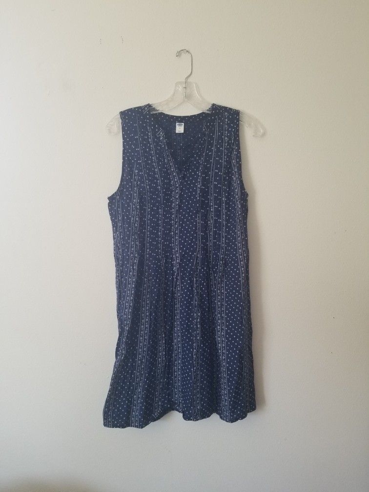 Navy Print Dress