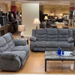 [ Tulen Gray Reclining Sofa And Loveseat] Ashley Couch 