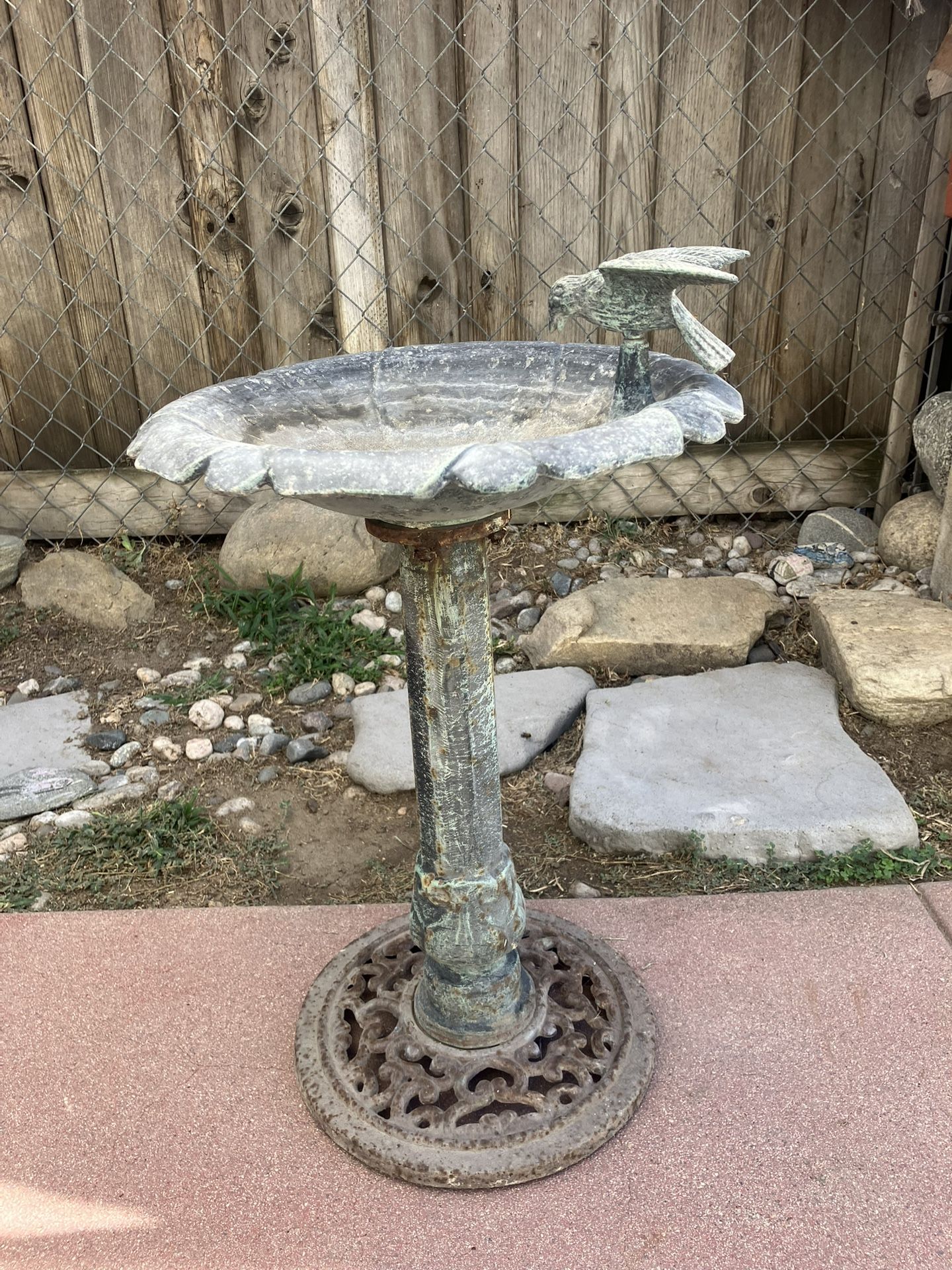 Vintage Cast Iron Birdbath 