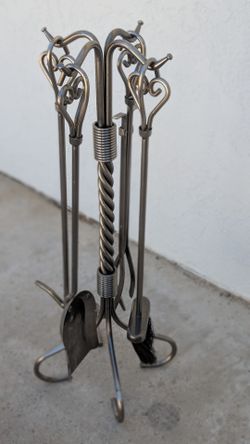 Nickel Finish Fireplace Tool Set