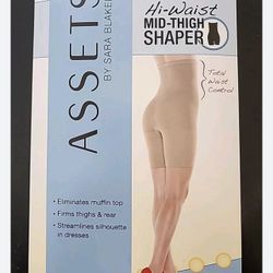 BRAND NEW IN PACKAGE Spanx Assets High Waist Mid Thigh Shapewear Nude Sara Blakely Size 4 NWT 