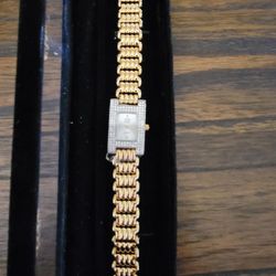  Women's Elizabeth Taylor Gold Tone and Crystal Quartz Dress Watch

