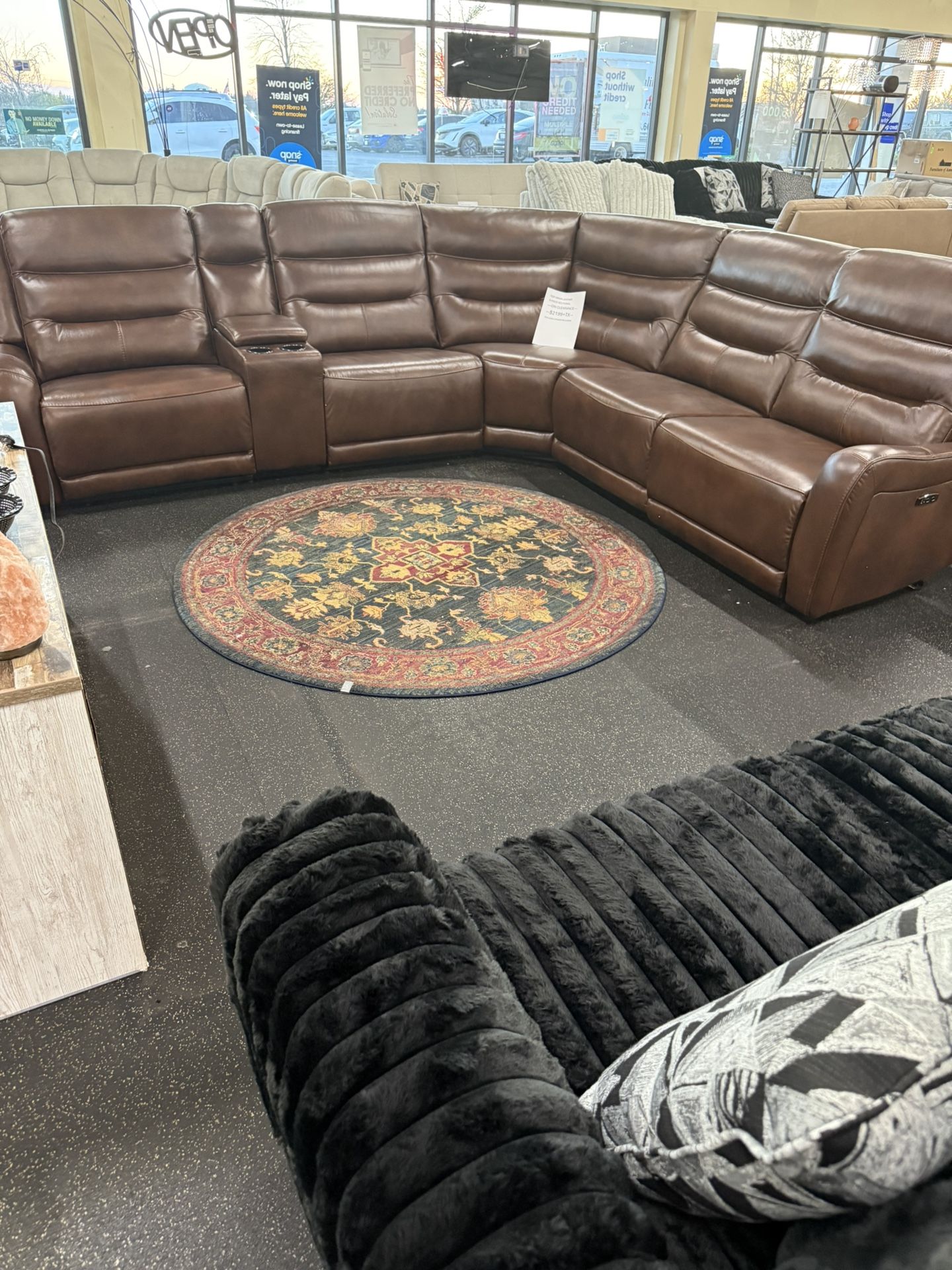 Top Grain Leather Power Reclining Sectional On Clearance