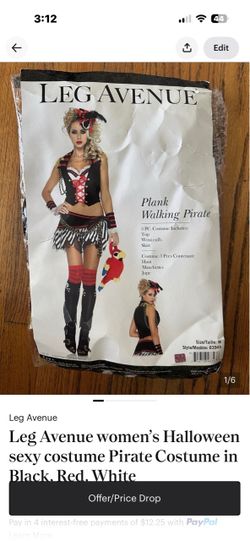 Leg Avenue  Sexy Plank Walking Pirate Costume Size M
