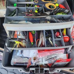 2 Rods And Reels With A Tackle Box With Random In It. 