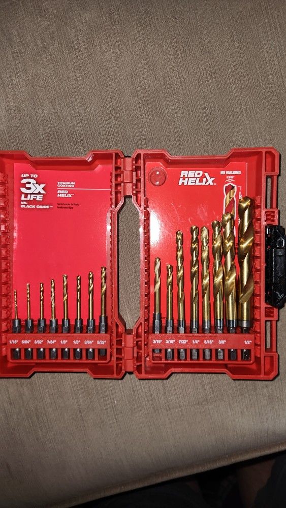 Milwaukee Titanium Impact Driver Red Helix Drill Bit Set 16pc