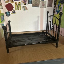 Black metal bed perfect size for Wellie Wisher dolls