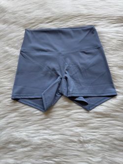 Blue-Gray High-Waist Biker Shorts