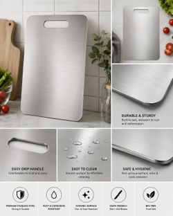 12x9 Inch Titanium Cutting Board – Durable Metal Chopping Board for Kitchen Food Prep