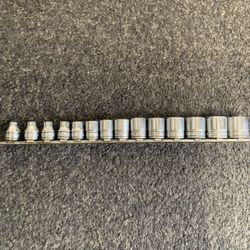 Snap On 14 Piece 12 Pt  3/8” Drive 1” Thru 1/4”