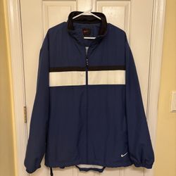 Nike Blue And Black Windbreaker White Stripe 90s Performance Jacket