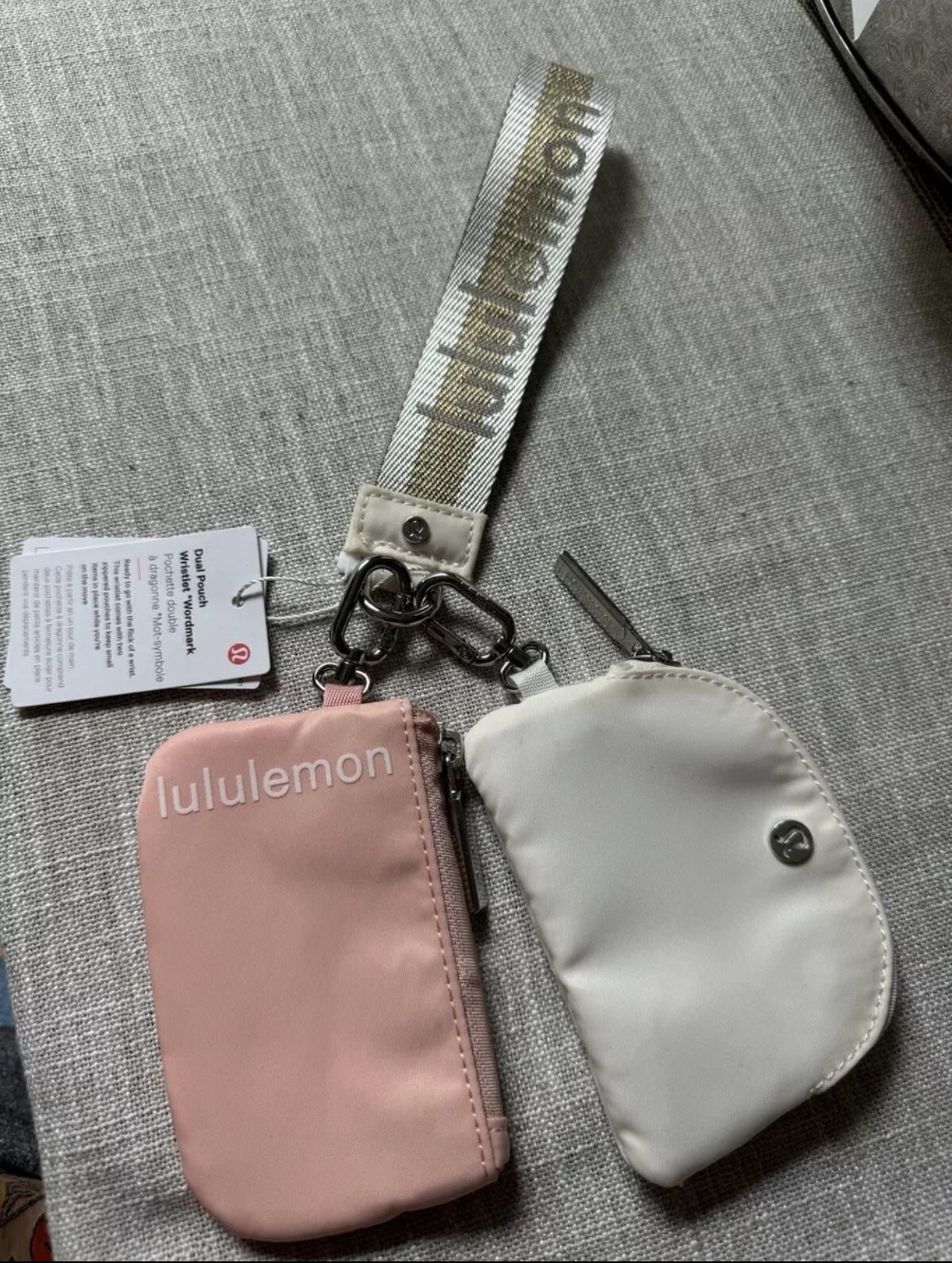 Lululemon Dual Pouch Wristlet Pink/Gold