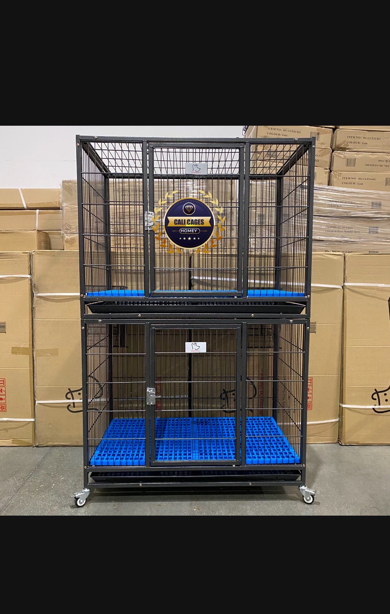 Double Stacked Dog Pet Cage Kennel Size 37” Medium With Grid And Tray New In box 📦