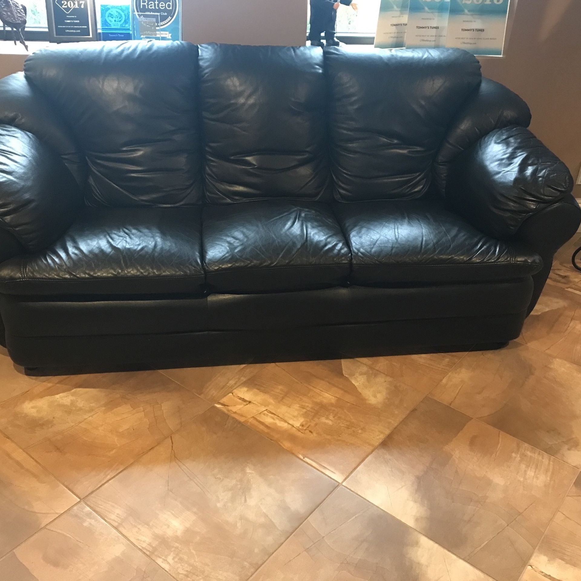 Black leather couch great condition