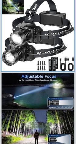 Rechargeable LED Headlamp with Batteries