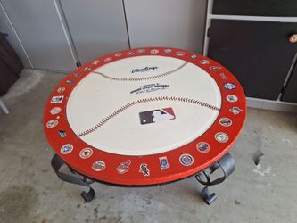 Major League Baseball logo  table with glass top