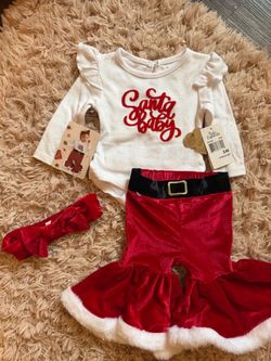 Very Cute 3 Piece Santa Baby Outfit
