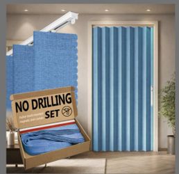 Jilron Accordion Door Curtain Blue 43" x 78"