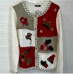 NWT Vintage Christmas Sweater Kitschy Ugly Embellished Beaded
