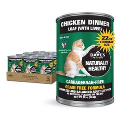 Dave's Chicken Dinner Cat Food,Extra Large Cans,1 case