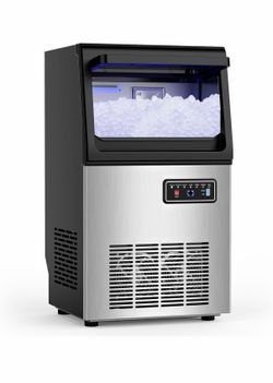 SOZT® Nugget Ice Maker Machine, 100LBS/24H Stainless Steel Under Counter Ice Machine, 25LBS Storage Capacity, Self-Cleaning Freestanding Sonic Pellet 